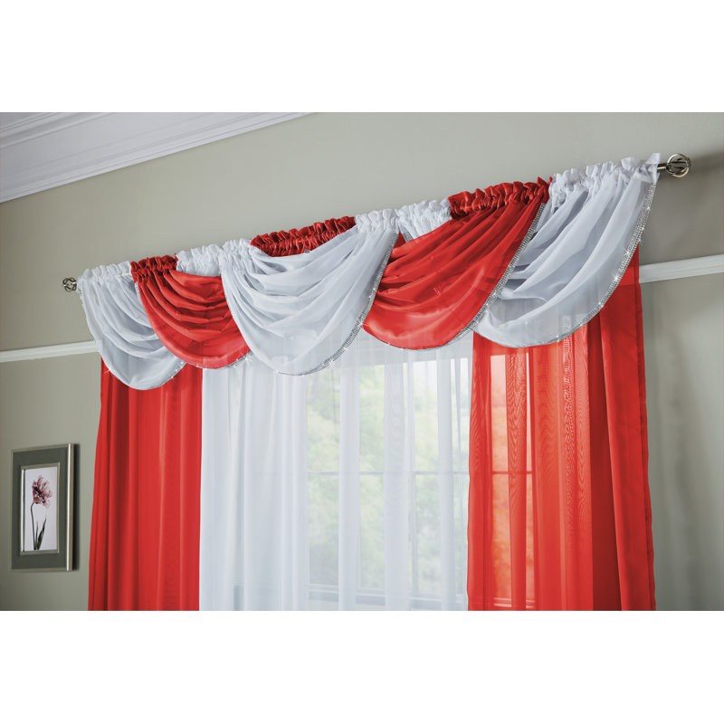 Ayoka Sheer Curtain Single Panel, Red