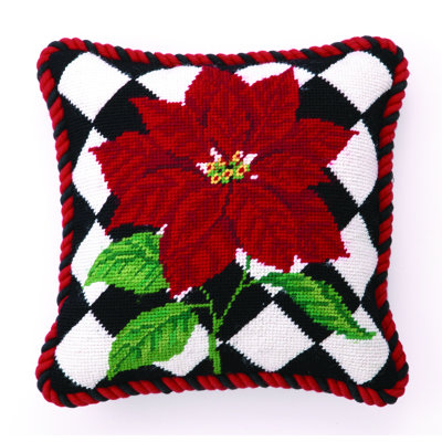 Poinsettia Floral Throw Pillow