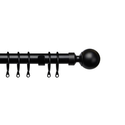 Adje Black Adjustable 120cm to 210cm 2.8cm Curtain Rod