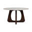 Table basse ronde, plateau en marbre et pieds en bois, parfaite pour toute table de salon, 30 po