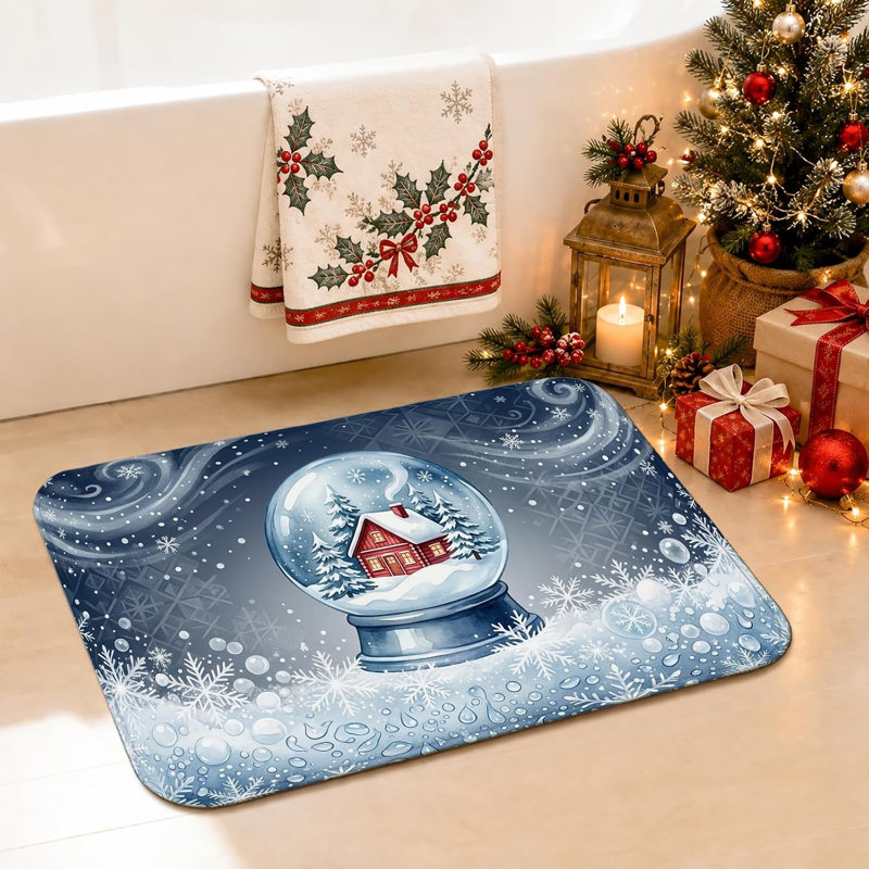 Tapis de salle de bain Winter Snow Globe, 24 x 36 po, Single- 35.43" L x 23.62" W
