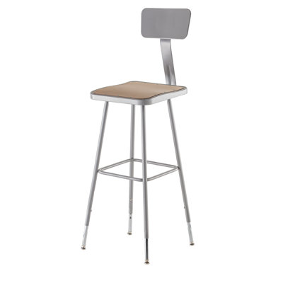 Backed Industrial Stool with Footrest