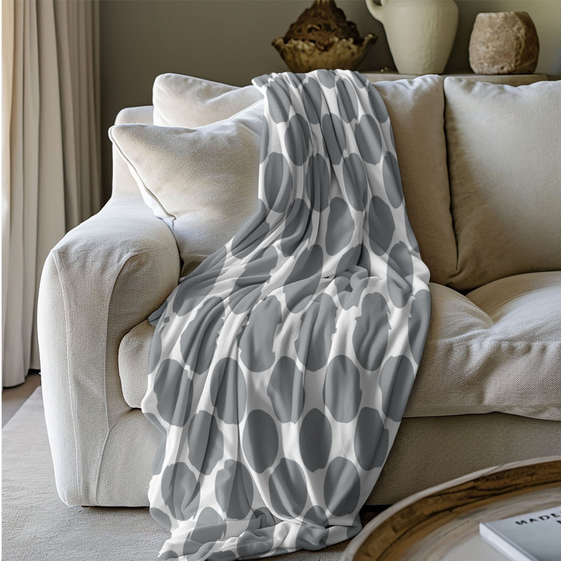 Couverture à motif sherpa 1 pièce gris à pois, L 50 po x L 60 po