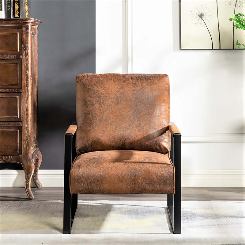 Chaise d'appoint classique de style Mid-Century moderne, Microfibre/microsuède brun clair