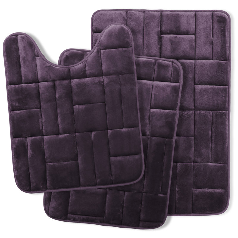 Memory Foam Non-Slip Bath Rug, Purple Eggplant