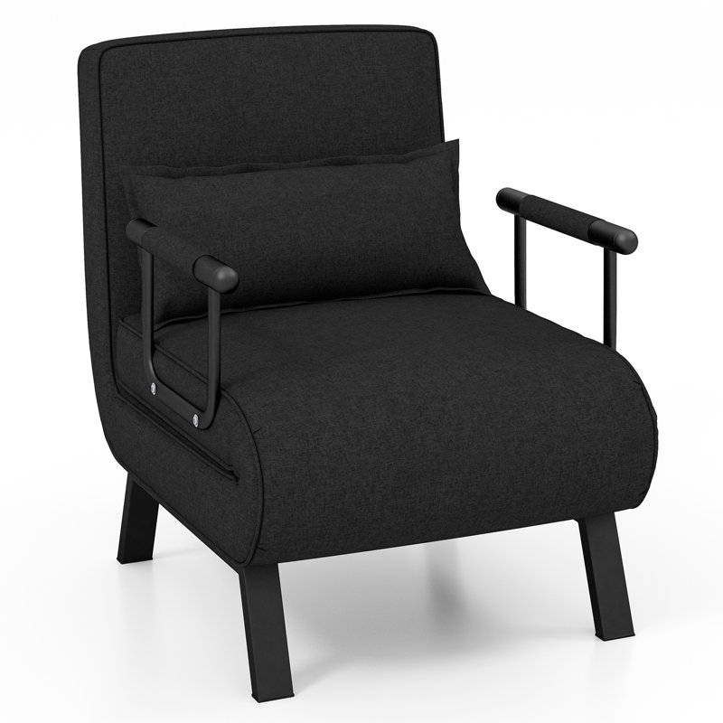 Daveah Single 25.5 " Upholstered Futon Chair, Black