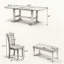 Ensemble de table de salle à manger à tréteaux 6 pièces avec rallonge amovible de 17,7 po, chaises et banc rembourrés, blanc et gris-78001574-78001575-78001572