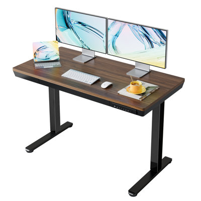 Bureau debout électrique à hauteur réglable avec tiroirs, plateau de table une pièce à installation rapide, ports de charge USB pour le bureau personnel