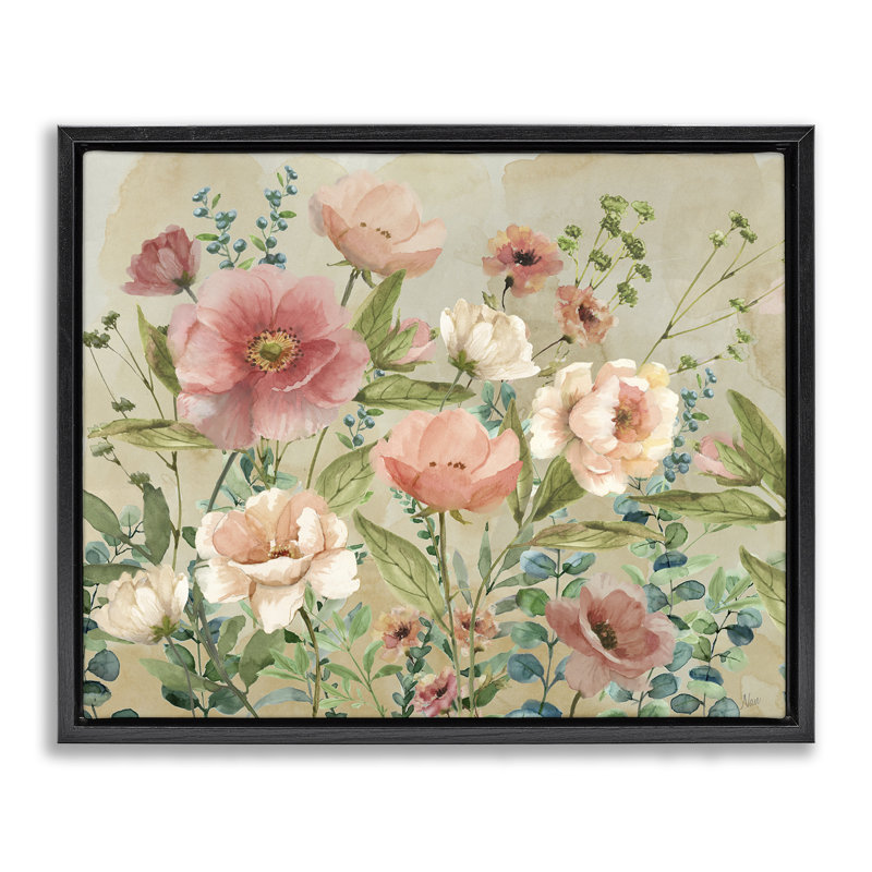 Grappe de fleurs printanières, Cadre flottant noir de jais, H 17 po x l 21 po