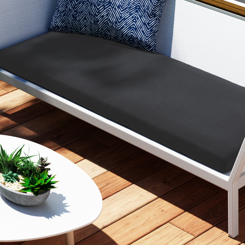 Sunbrella Outdoor Bench Seat Cushion, Canvas Black Sunbrella Canvas, 2" H x 42" W x 20" D