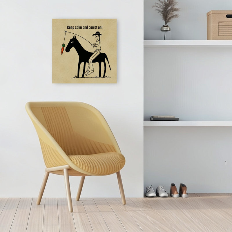 «Carrot on Cowboy Ride», reproduction d'art murale cheval contemporain, H 18 po x l 18 po