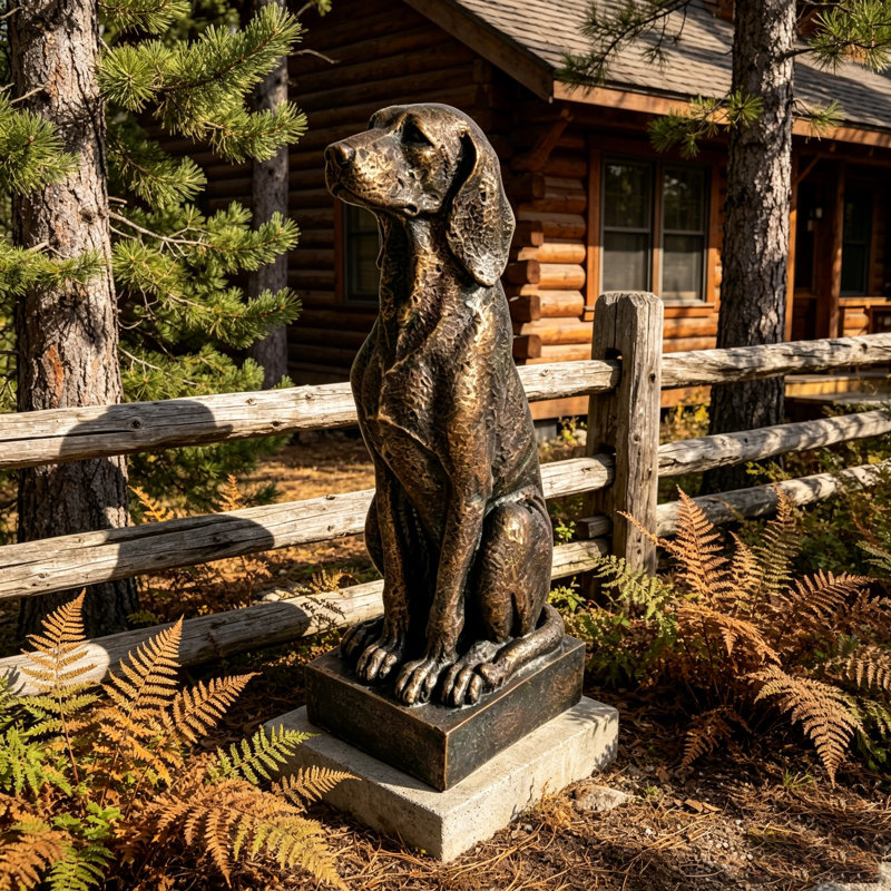 Statue de chien de chasse en résine vintage bronze pour ferme, salon, entrée, table, tablette