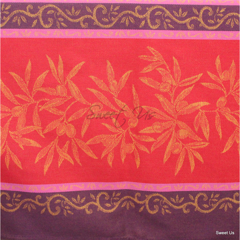 Nappe rectangulaire en coton lavable résistante aux taches, L 98 po x l 63 po, Jaune / rouge