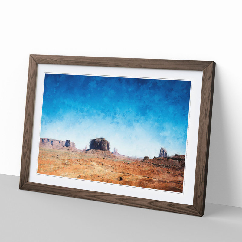 View of Monument Valley in Arizona - Picture Frame Graphic Art, 27cm H x 36cm W x 2cm D, Walnut