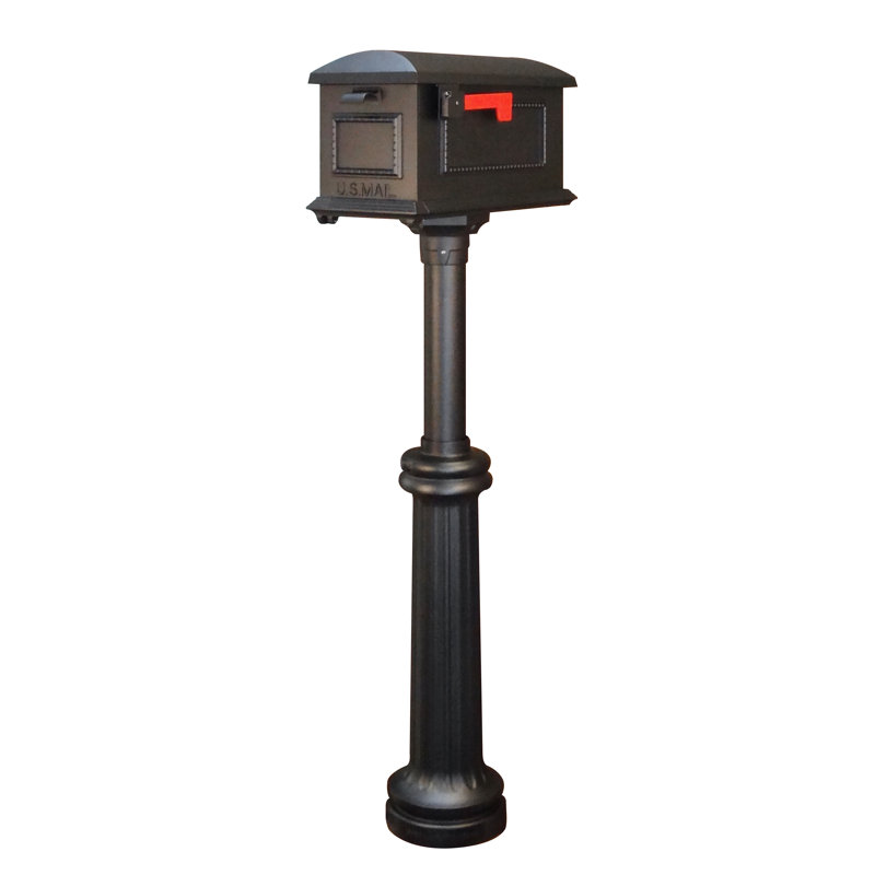Aluminum Post Mounted Mailbox, Black