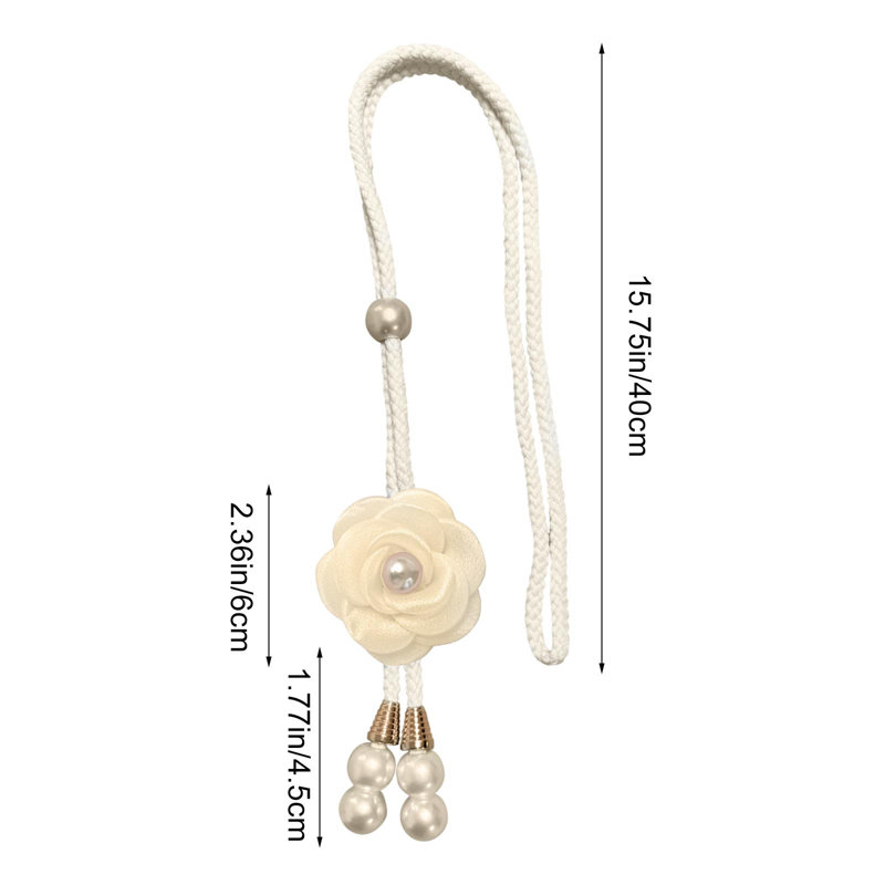 Kbndieu Camellia Curtain Tiebacks Curtain Accessories and Decor Sheer Curtain Pearl Tying Cord Modern Concise Adjustable Curtain Tiebacks