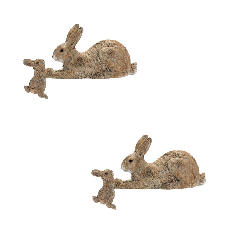 August Grove Thuy 2 Piece Resin Rabbit with Bunny Set