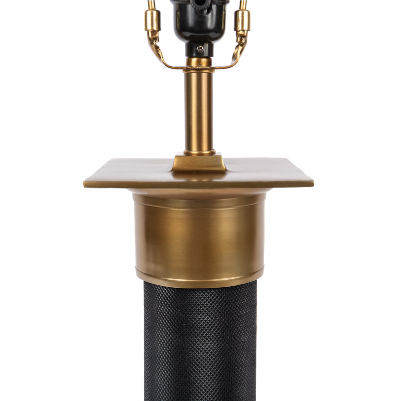 Textured Metal Column Table Lamp, Black/Bronze