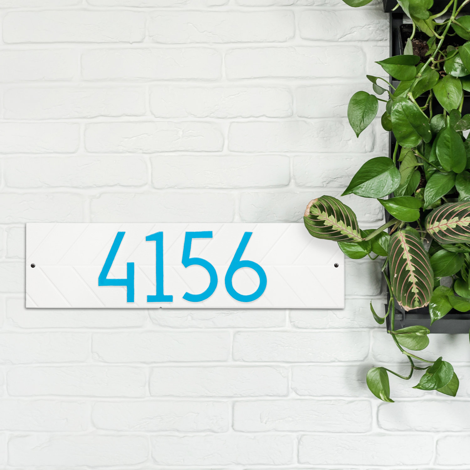 Mid-Century Modern Wall Plaque, White/Aruba Blue, Yes