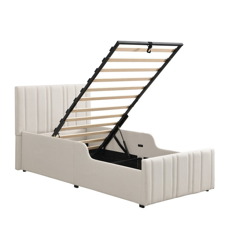 bed with storage space, Beige