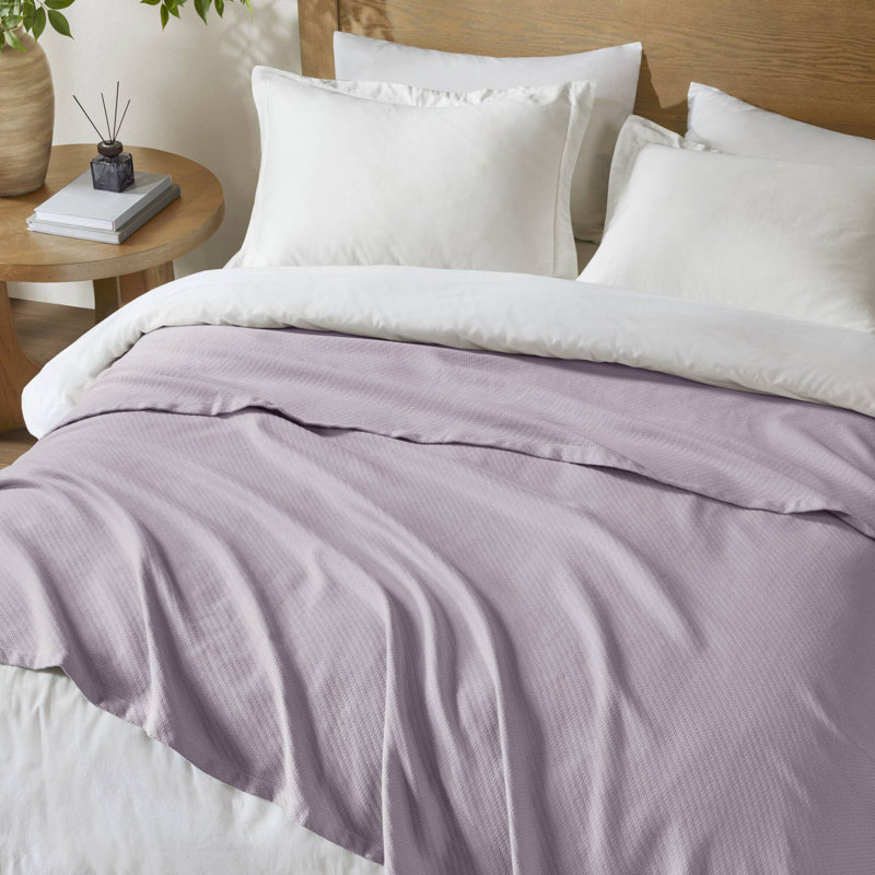 Couverture tissée en coton liquide respirant, Double/Grand, Lilas