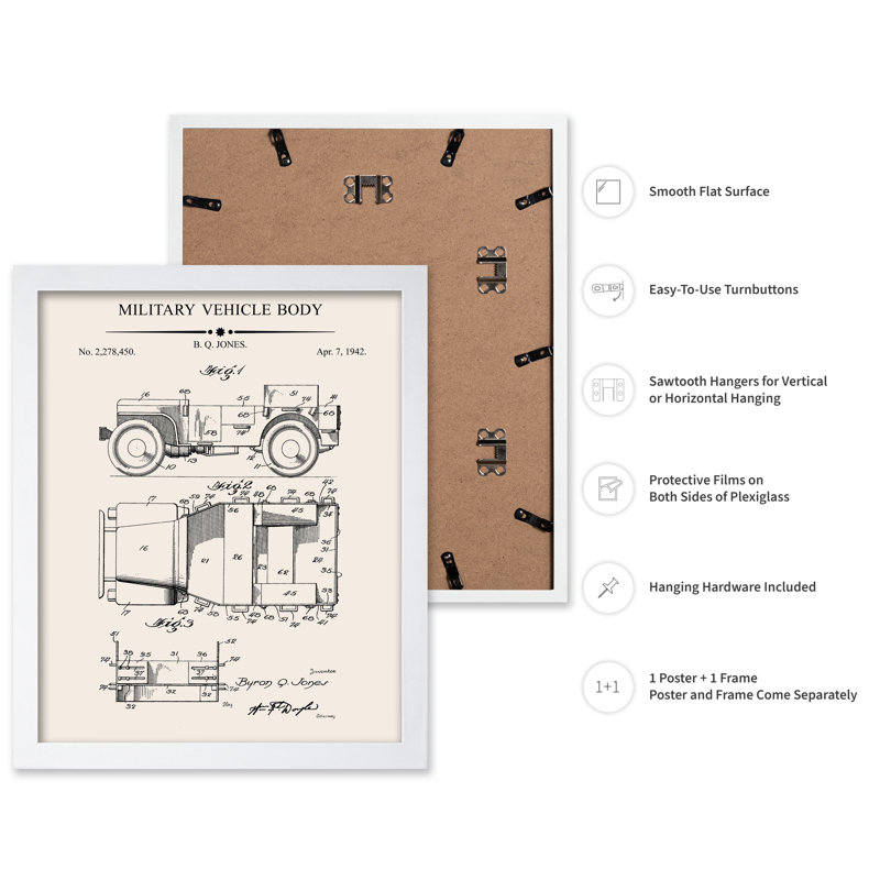 Transportation Blueprint No3, Poster, White Framed, 08"H x 10"W