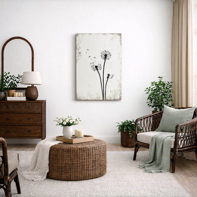 Pissenlit «Simple Whimsy Flying Dandelion, H 24 po x l 16 po, Toile tendue, Sans cadre