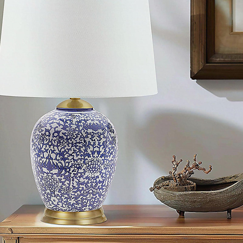 Lampe de table bleue en céramique