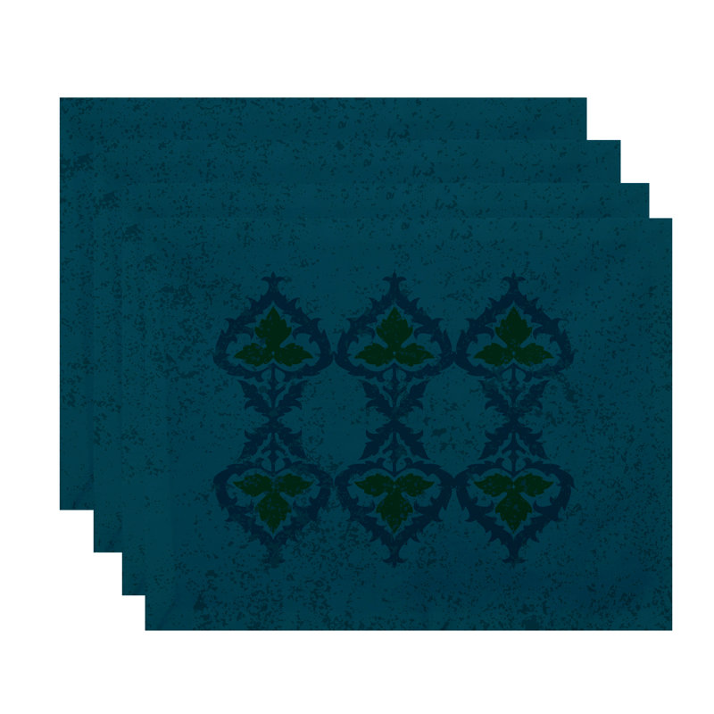 Harrel Polyester Abstract Rectangle Placemat, Teal