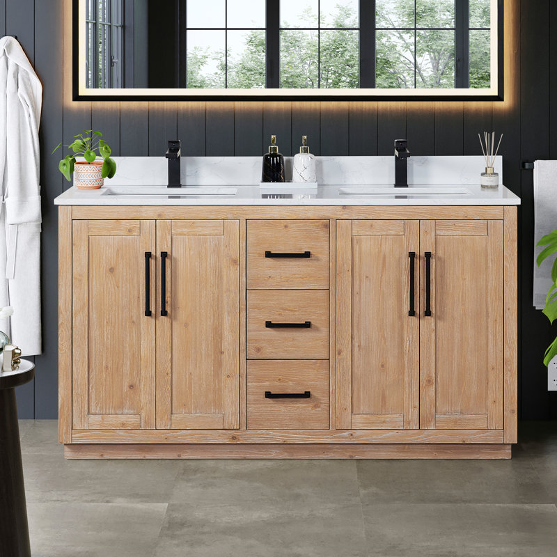 Meuble-lavabo double 60 po avec miroir Cicero