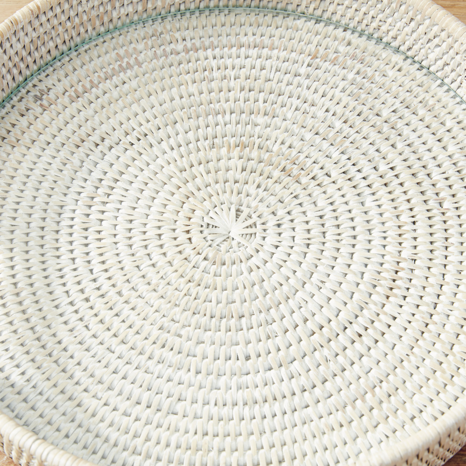 Mariska Round Glass Tray, Ivory