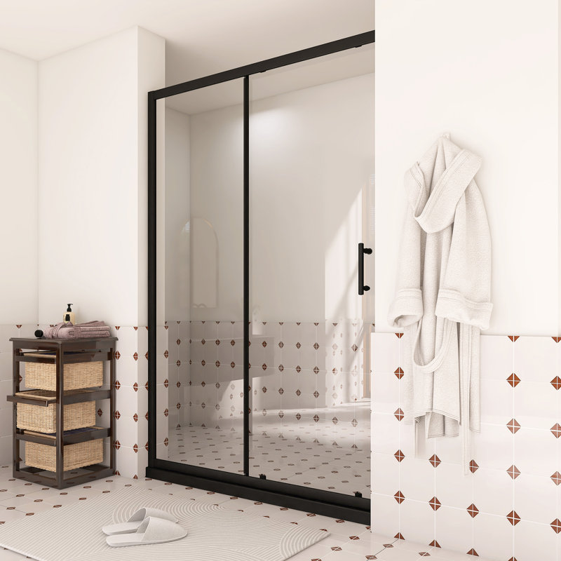 Porte de douche coulissante simple réglable en verre trempé