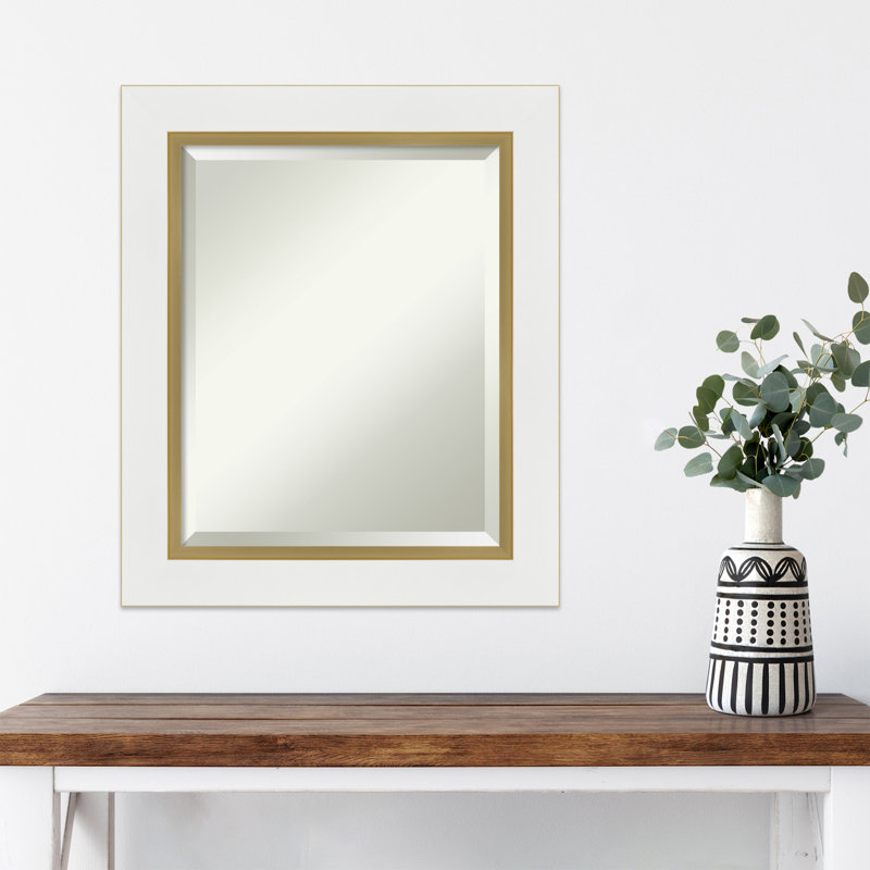 Miroir d'appoint mural Ahraya, 25,25 po x 21,25 po, Blanc / or