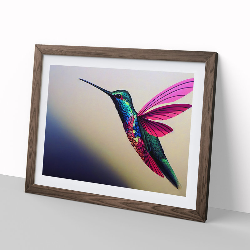 Lovely Hummingbird - Single Picture Frame Print, 46cm H x 64cm W, Brown