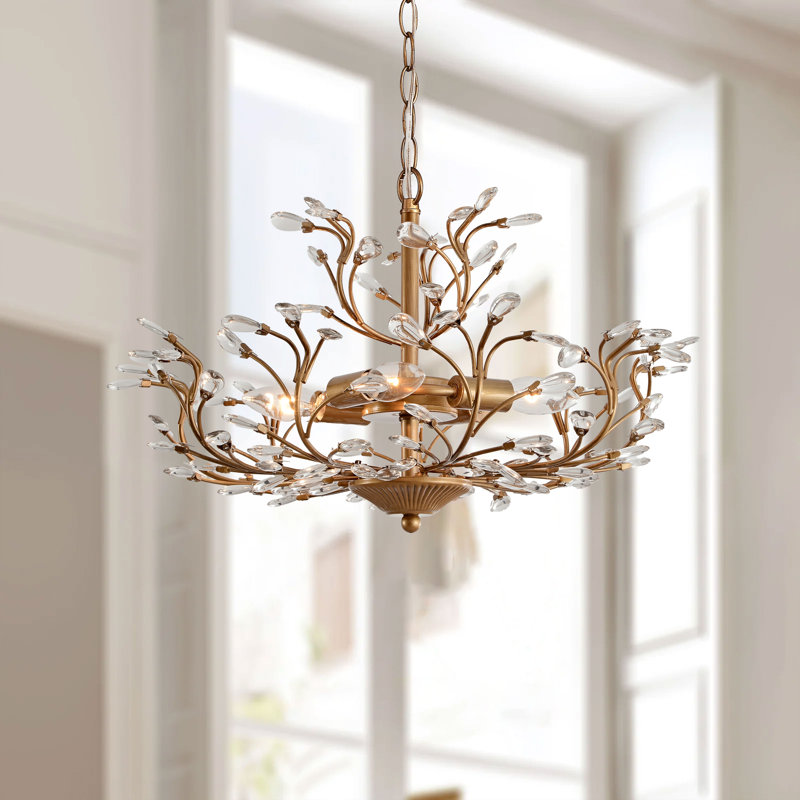 Lustre en cristal perlé 4 lumières 9 branches Flavia