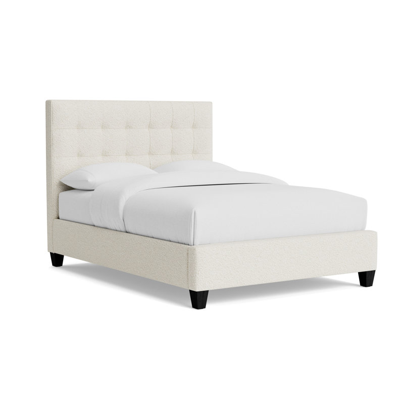 Butler Grid Tuft Floating Rail Bed, King, Berber - Cream, Black