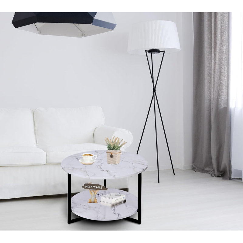 Petite table basse ronde avec rangement Table basse blanche et noire
