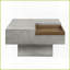 Table basse avec rangement en fibre de béton gris patiné avec style industriel moderne pour le salon