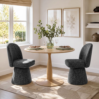 Ensemble de table de salle à manger pour 2 personnes avec table ronde et 2 chaises pivotantes Fabic