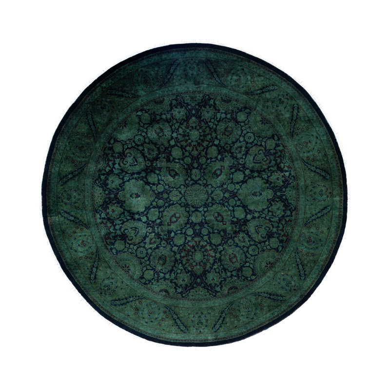 Overdyed Hand-Knotted Wool Modern-Contemporary Green Area Rug 6' 1" x 6' 1"