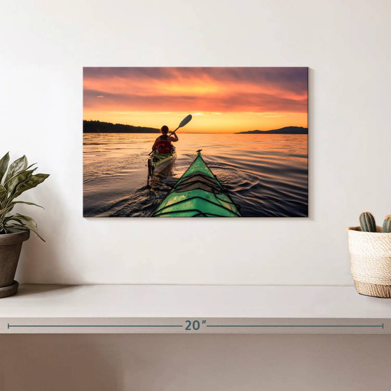 Gillard kayak au coucher du soleil, H 8 po x l 12 po