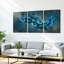 Ensemble de 3 tableaux muraux abstraits à motifs floraux bleus sur toile tendue-763696304