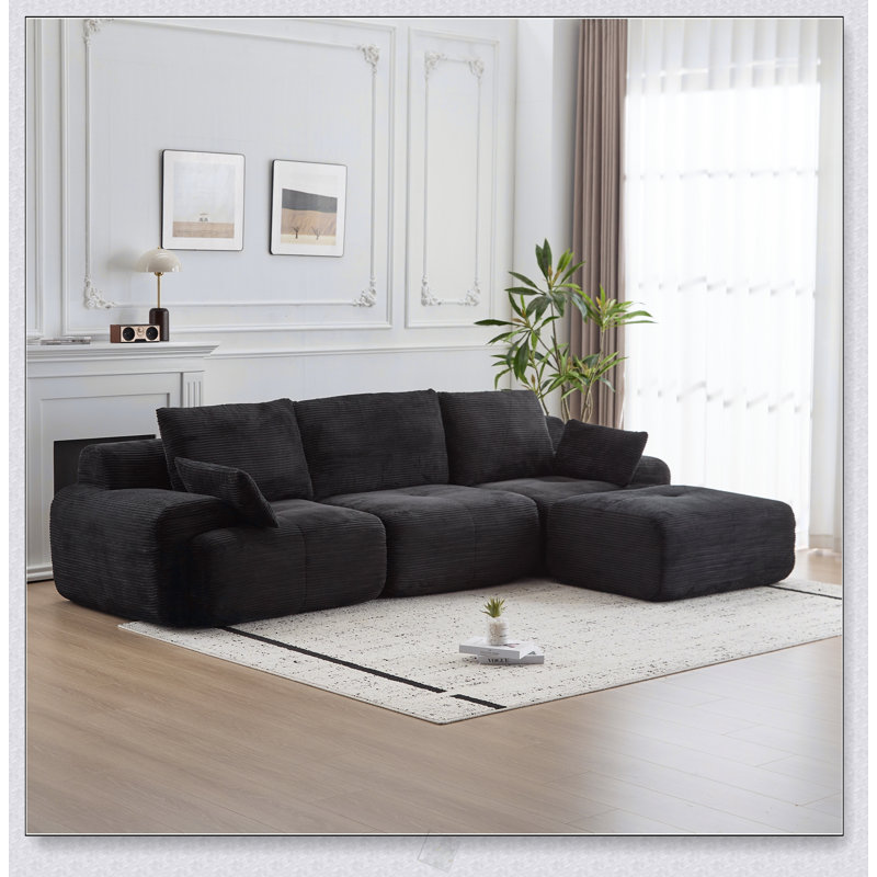 Canapé moderne en mousse à mémoire de forme compressée, grands canapés modulaires pour le salon, canapé modulaire Cloud pour animaux de compagnie, tissu en velours côtelé, causeuse très profonde, aucun assemblage requis