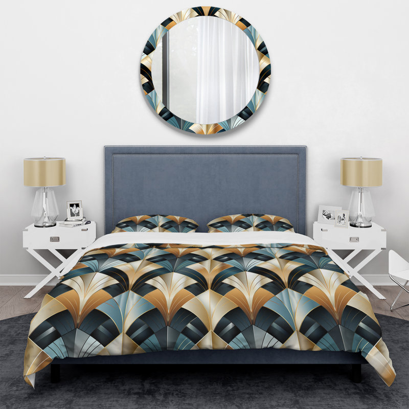 Ensemble de housse de couette en microfibre dorée et bleue 1970S, Housse de couette pour très grand lit et 2 très