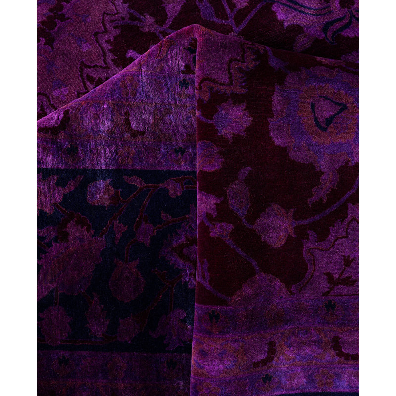 Overdyed Hand-Knotted Wool Modern-Contemporary Purple Area Rug 9' 1" x 11' 10"