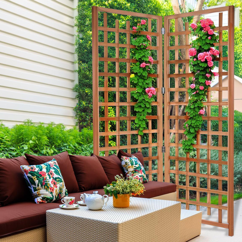 Beige Cedar Wood Outdoor Trellis Panel 33x2x84