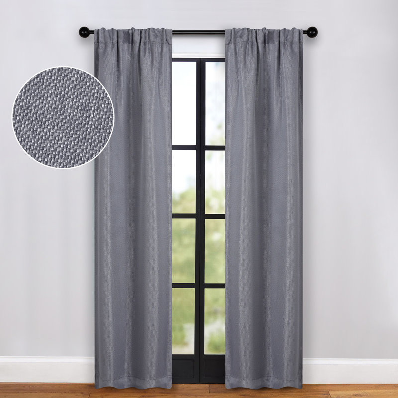 Polyester Thermal Insulated Room Darkening Curtain Panels, 26" W x 84" L, Silver