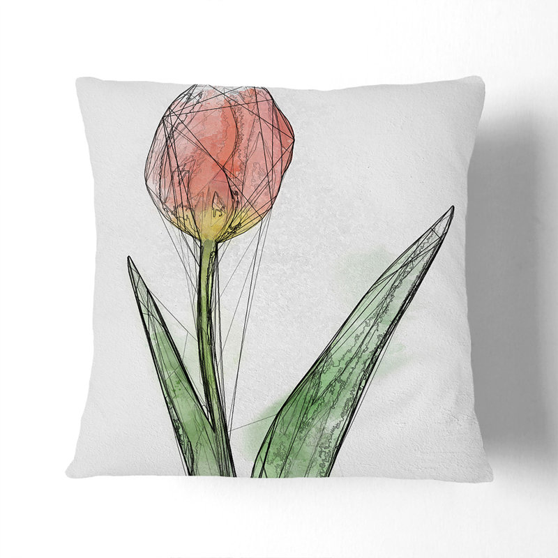 Floral Square Throw Cushion, Stone, 40cm H x 40cm W x 15cm D