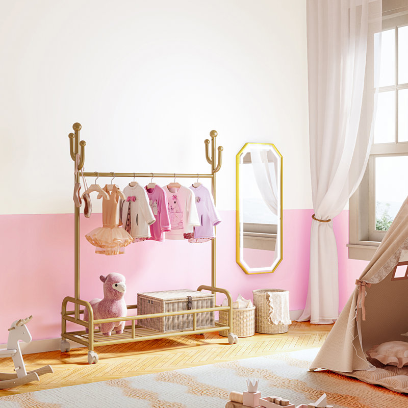 Nazreen 33.5'' Metal Rolling Clothes Rack