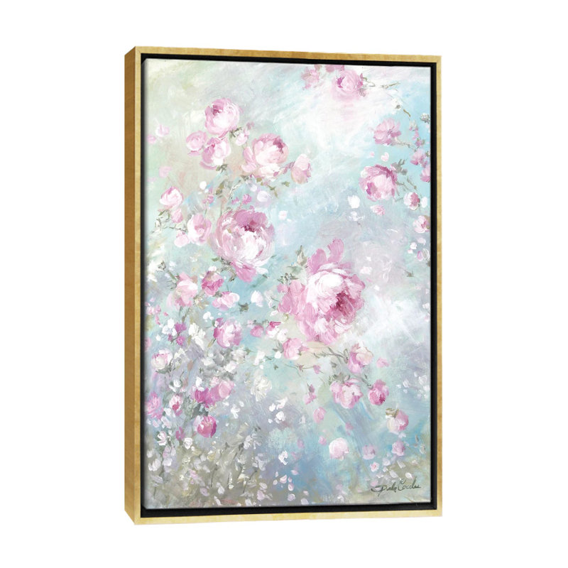 " Pink Whisper " by Debi Coules, 26" H x 18" W x 1.5" D, Gold Framed, No Mat